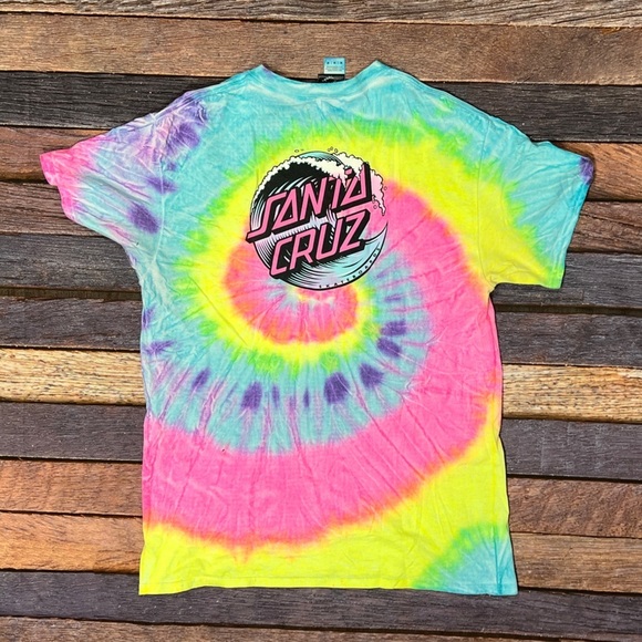 Santa Cruz T Shirt Tie Dye Multi Color Short Sleeve Graphic Tee Skater - Picture 2 of 6